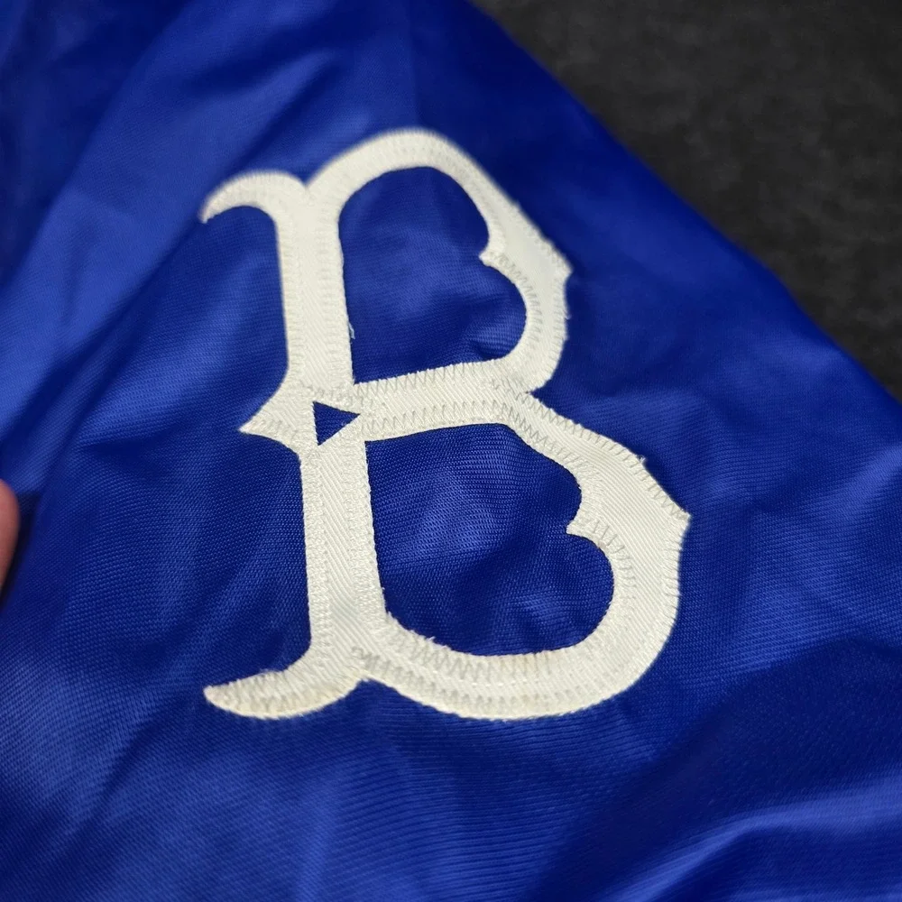 Majestic Cooperstown Collection Mens Blue Brooklyn Dodger Satin Jacket Size XXL